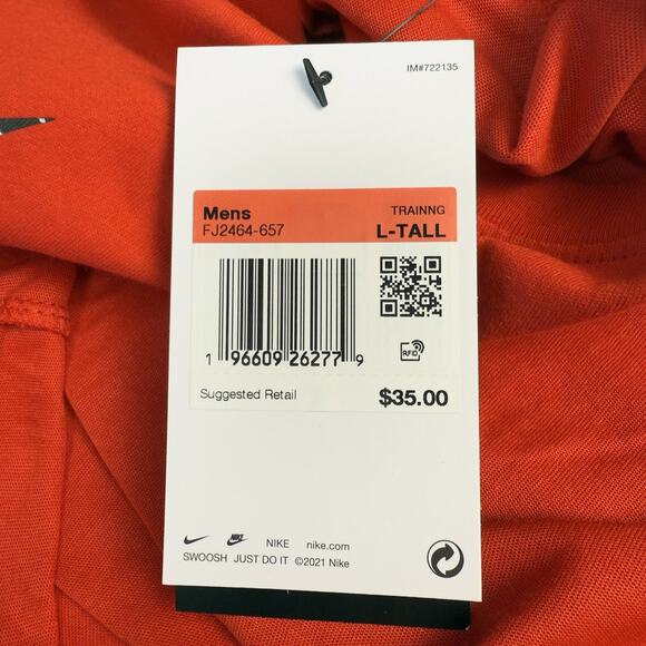 Nike Training Dri-FIT T-Shirt Mens Large Tall Red FJ2464-657 Short Sleeve - Picture 8 of 8